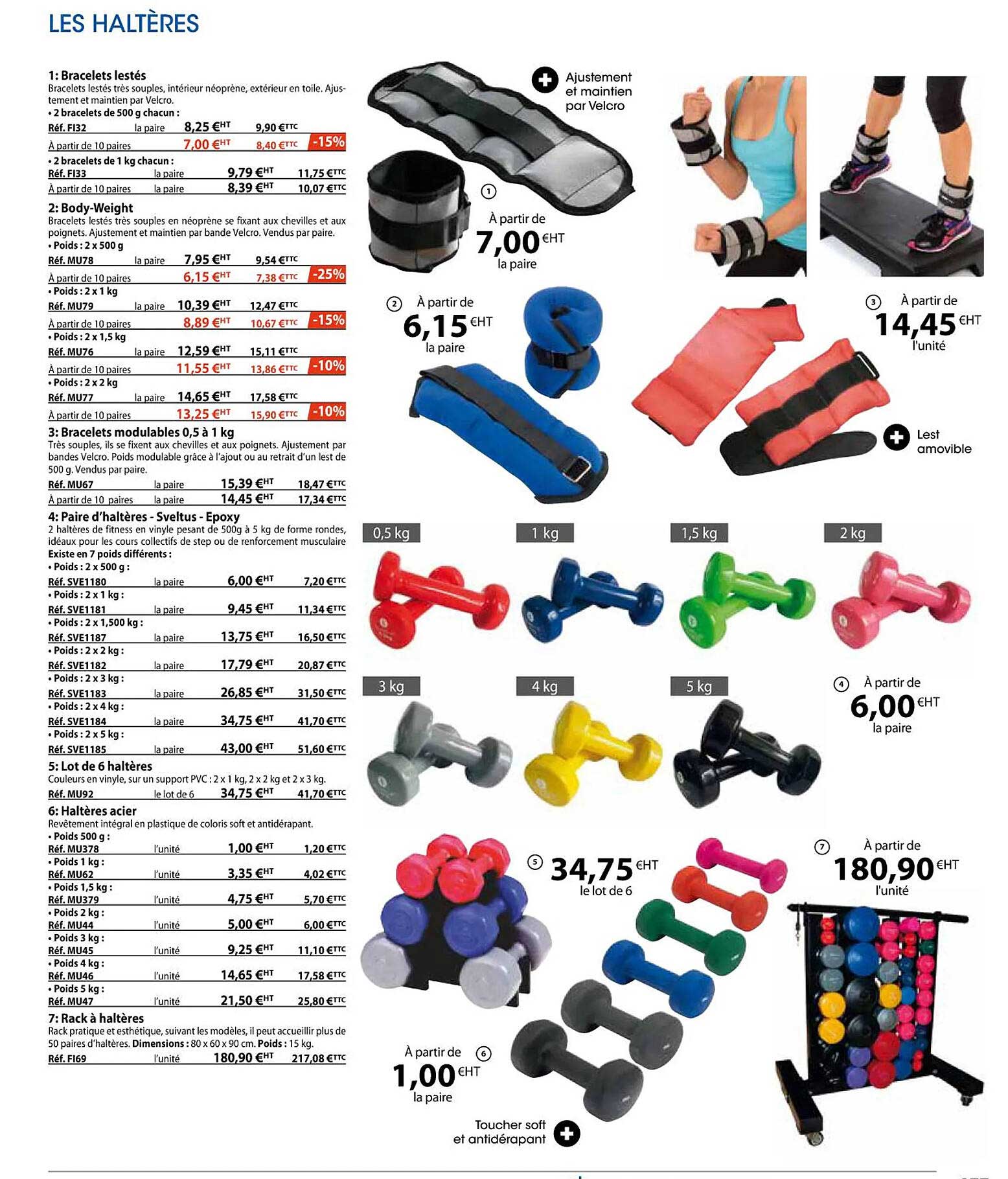 bracelets lestés, body-weight, bracelets modulables 0,5 à 1 kg, paire d'haltères - sveltus - epoxy, lot de 6 haltères, haltères acier, rack à haltères