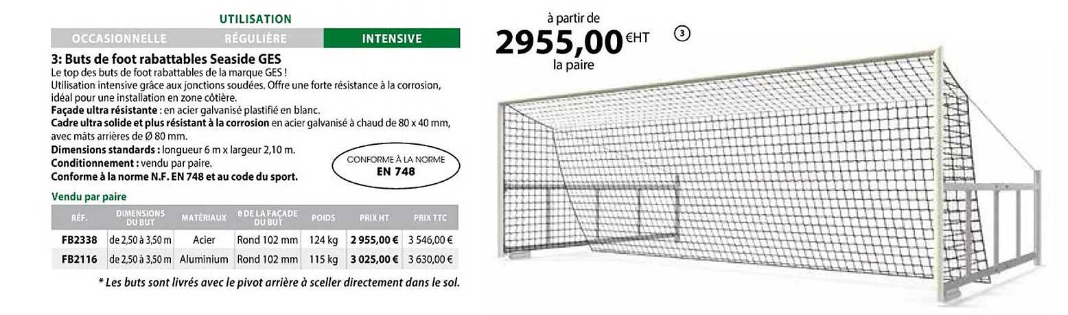 buts de foot rabattables seaside ges
