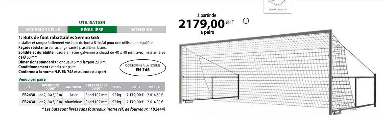 buts de foot rabattables sereno ges