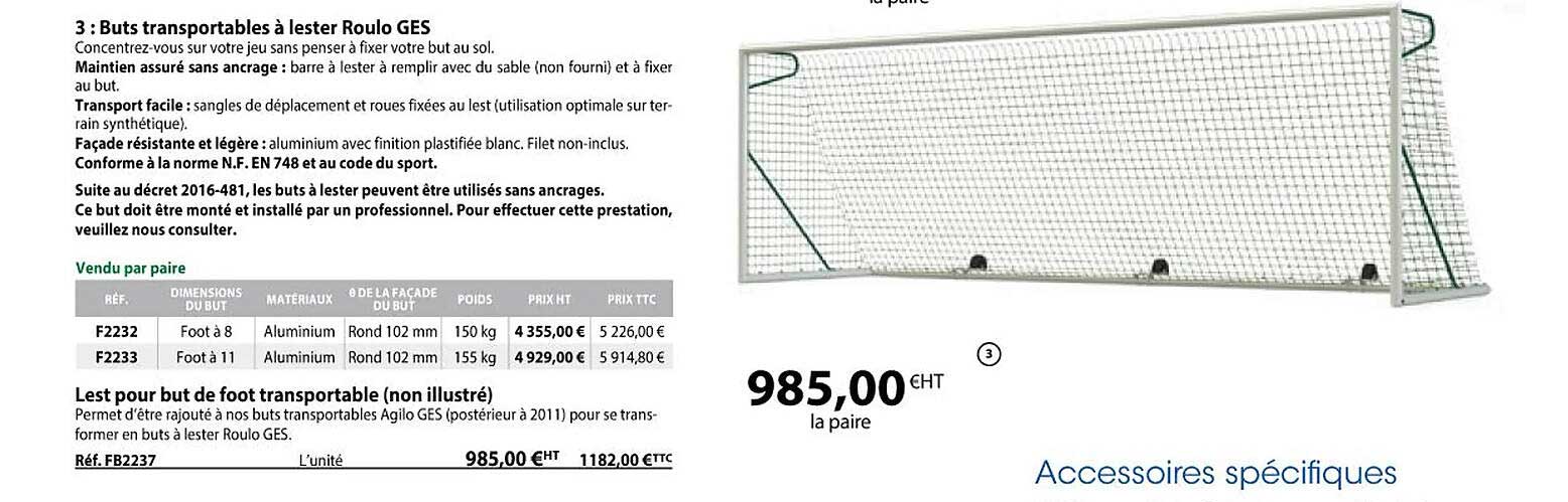 buts transportables à lester roulo ges