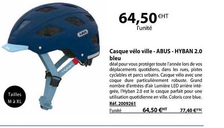 casque vélo ville - abus - hyban 2.0 bleu