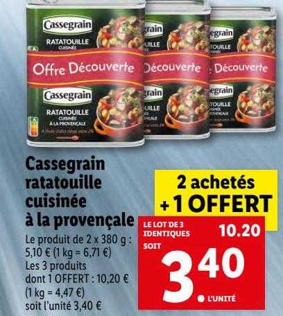 Cassegrain Ratatouille Cuisinée à La Provençale