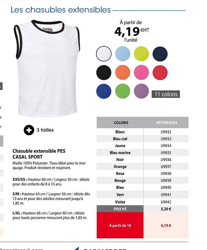 chasuble extensibles pes casal sport