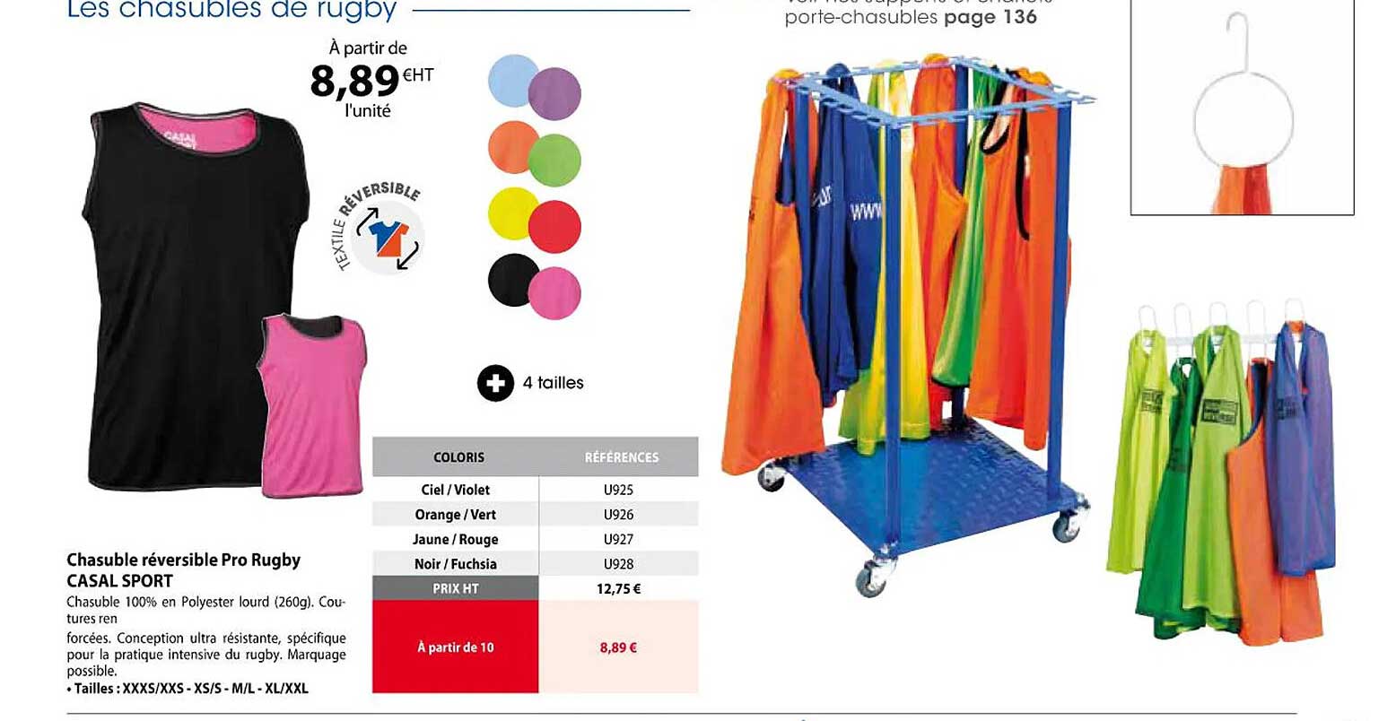 chasuble réversible pro rugby casal sport