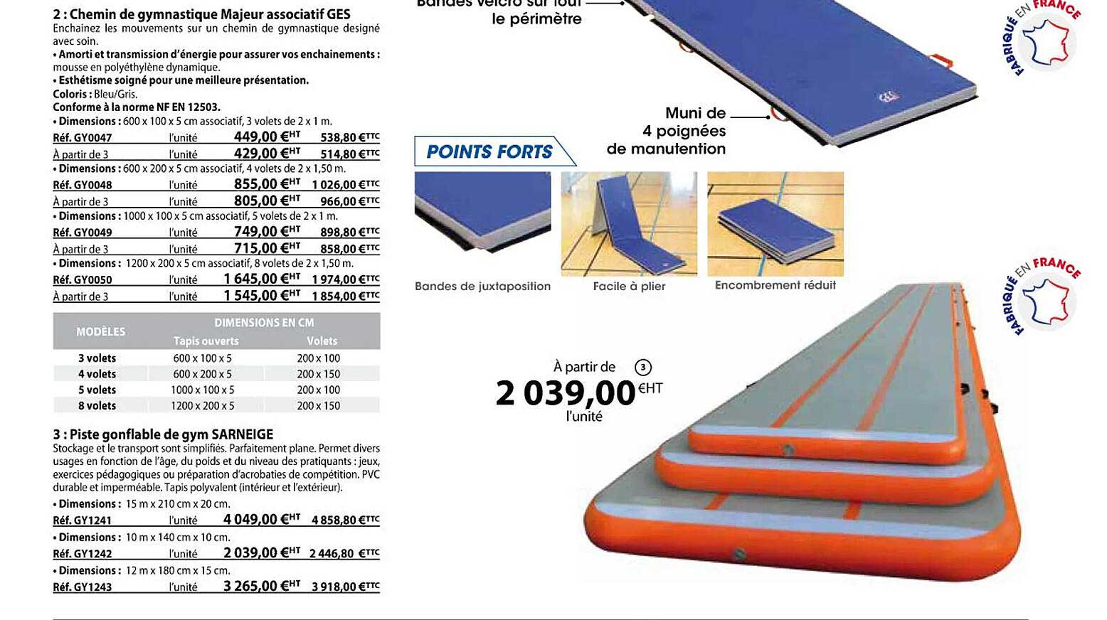 chemin de gymnastique majeur associatif ges, piste gonflable de gym sarneige