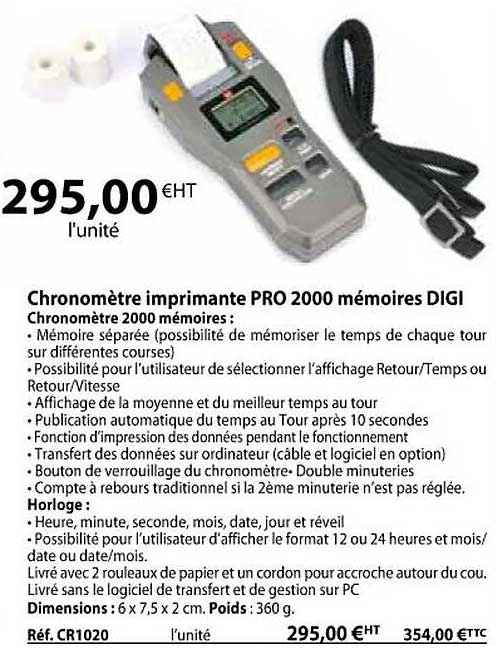 chronomètre imprimante pro 2000 mémoires digi