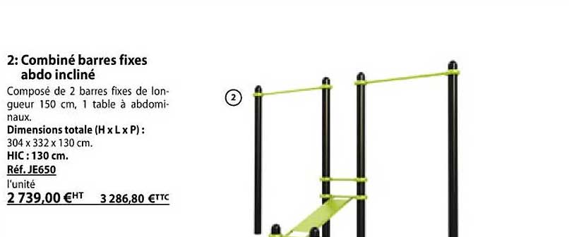 combiné barres fixes abdo incliné