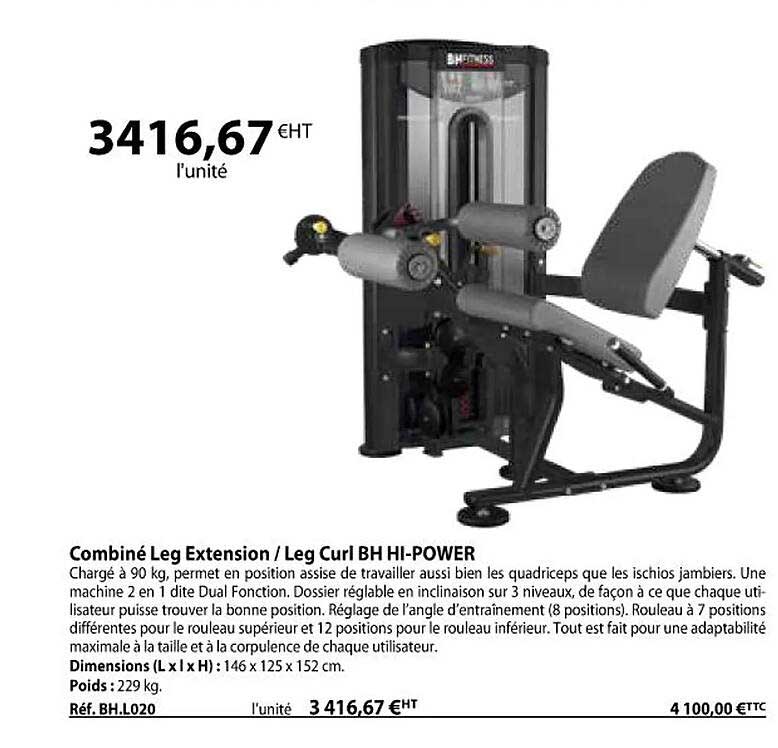 combiné leg extension-leg curl bh hi-power