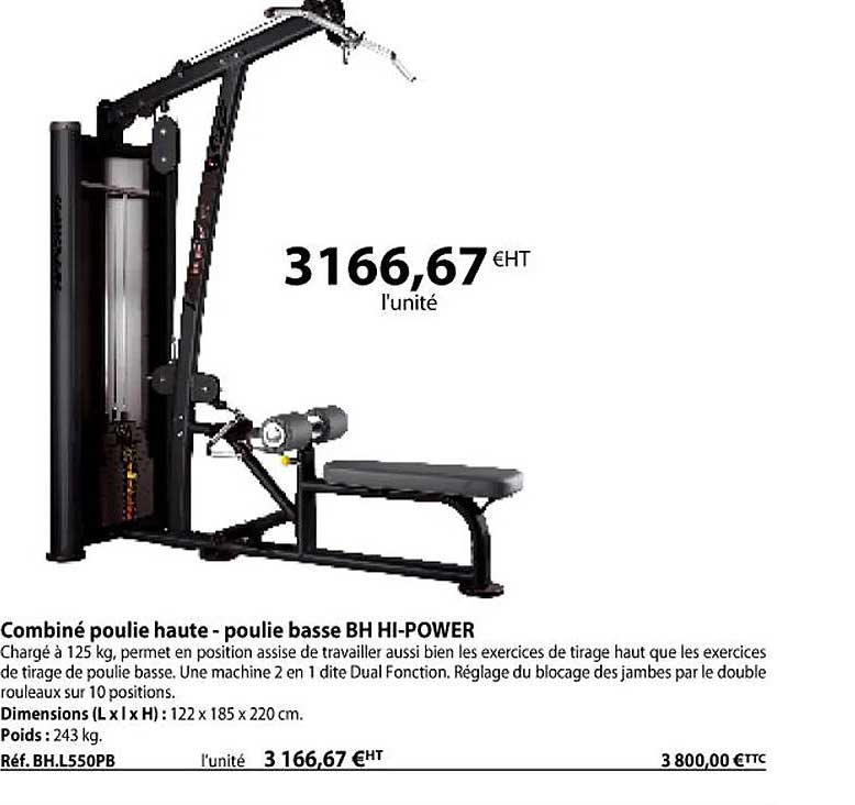 combiné poulie haute - poulie basse bh hi-power