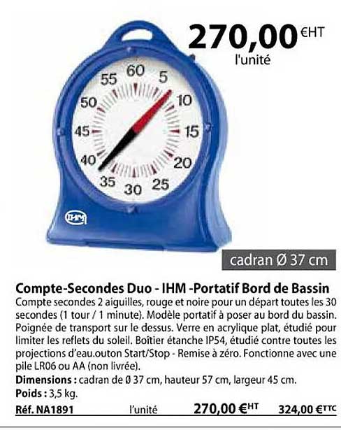 compte-secondes duo - ihm - portatif bord de bassin