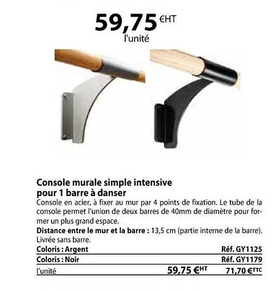 console murale simple intensive pour 1 barre à danser