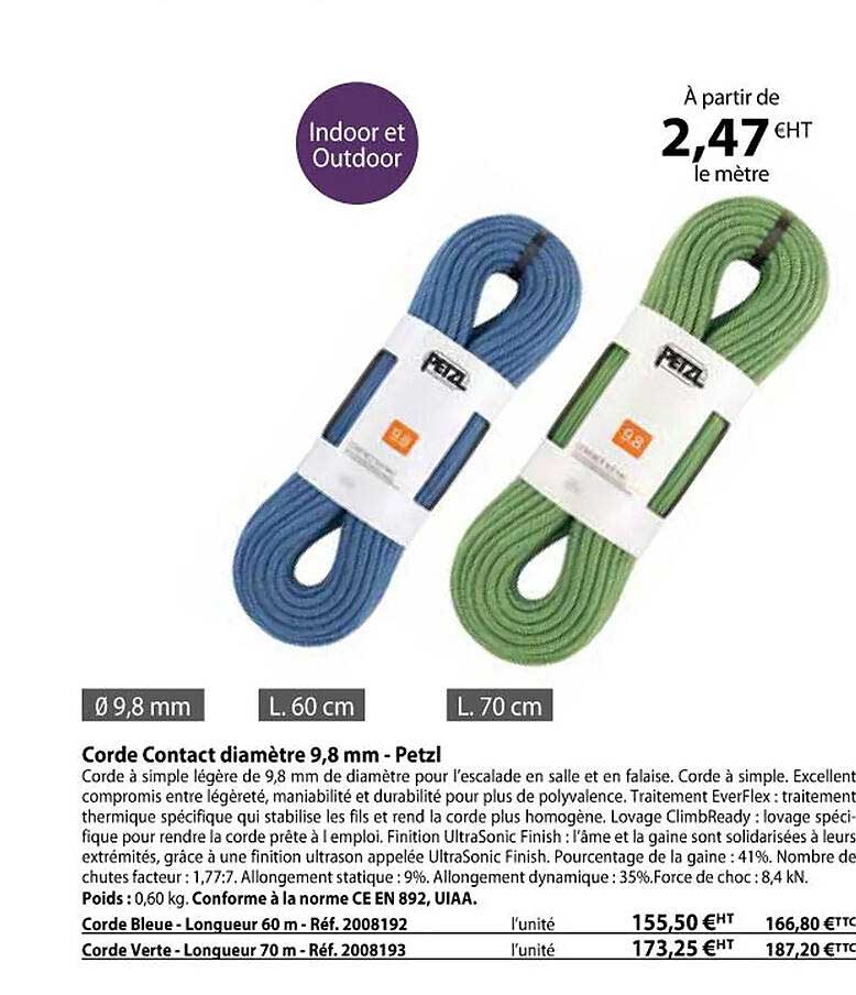 Corde Contact Diamètre 9,8 Mm - Petzl