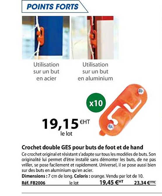 crochet double ges pour buts de foot et de hand