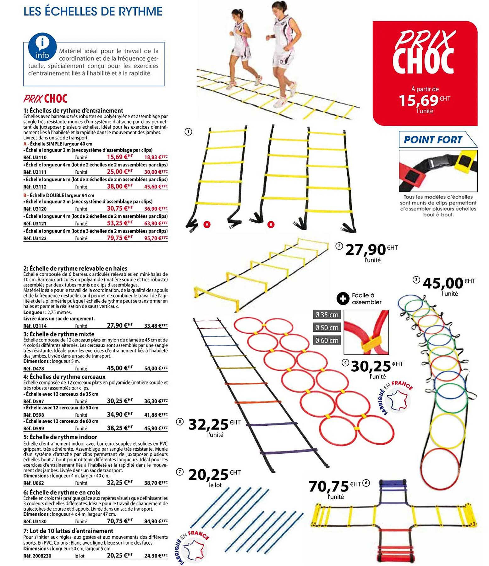échelles de rythmes d'entraînement, échelle de rythme relevable en haies, échelle de rythme mixte, échelles de rythme cerceaux, échelle de rythme indoor, échelle de rythme en croix, lot de 10 lattes