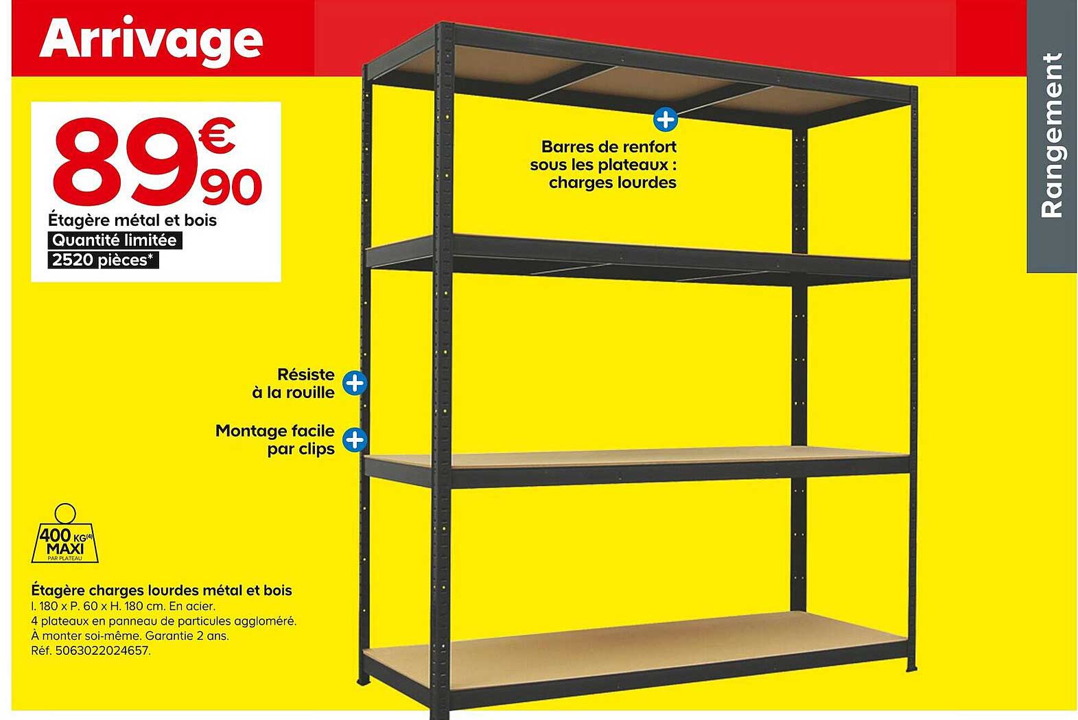 étagère charges lourdes métal et bois