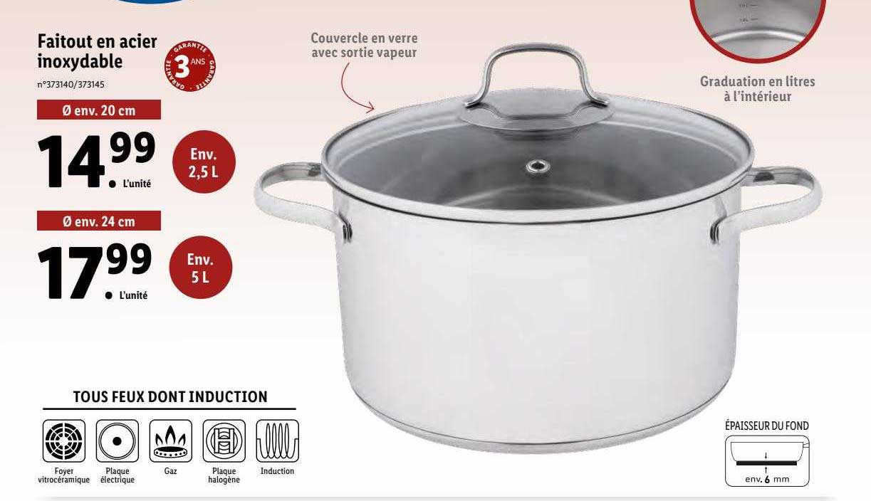 faitout en acier inoxydable