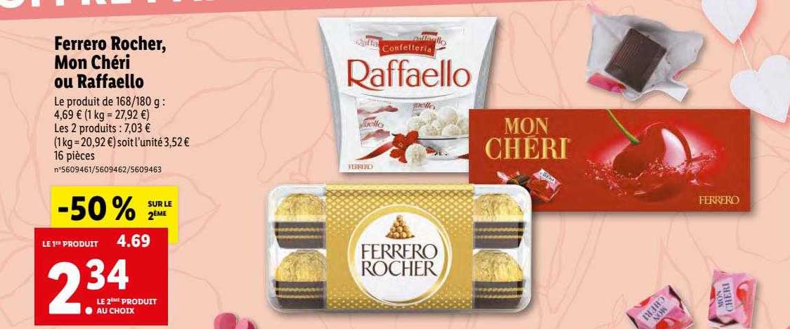 ferrero rocher, mon chéri ou raffaello