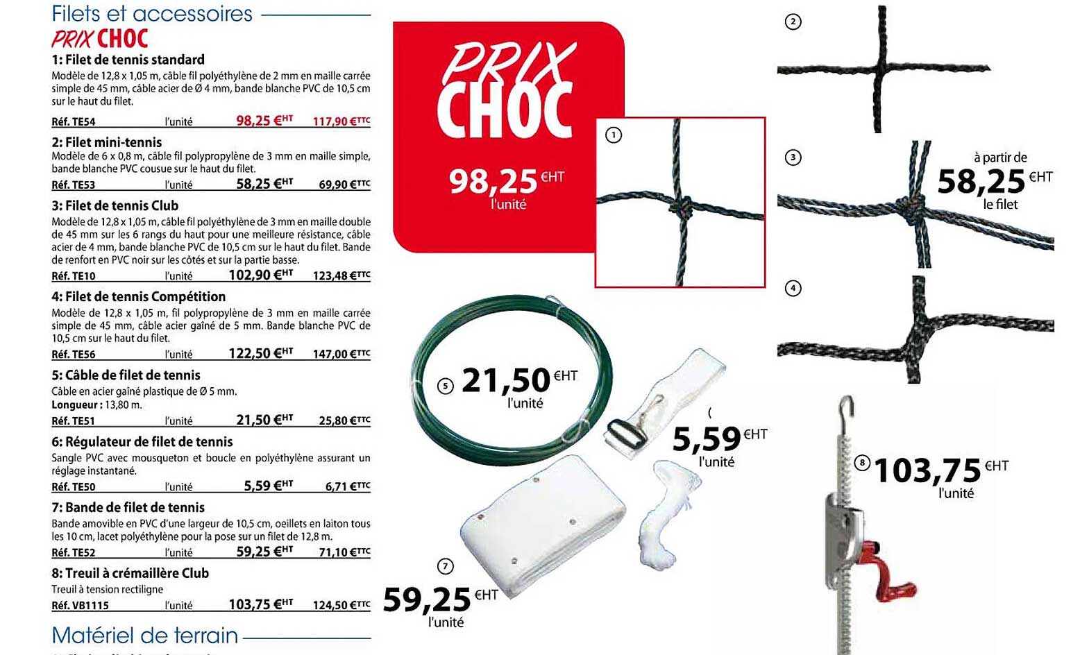 Filet De Tennis Standard, Filet Mini-tennis, Filet De Tennis Club, Filet De Tennis Compétition, Câble De Filet De Tennis, Régulateur De Filet De Tennis, Bande De Filet De Tennis, Treuil à Crémaillère