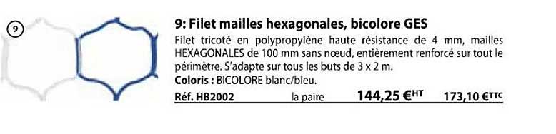 filet mailles hexagonales, bicolore ges