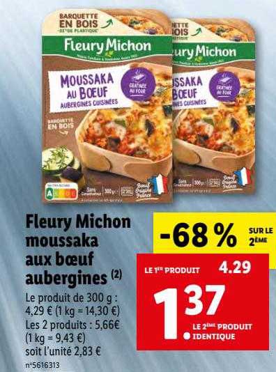 fleury michon moussaka aux bœuf aubergines