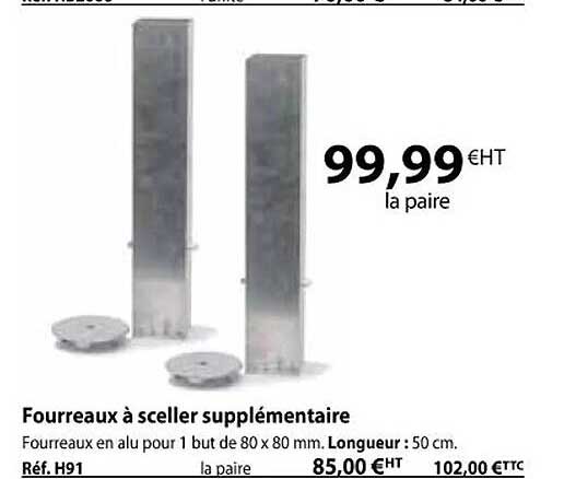 fourreaux à sceller supplémentaire