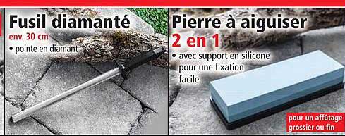 fusil diamanté, pierre à aiguiser 2 en 1
