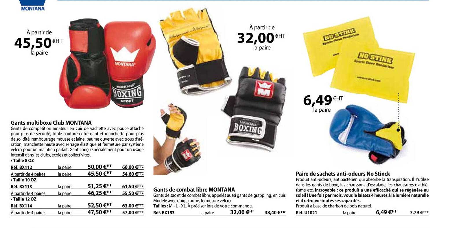 Gants Multiboxe Club Montana, Gants De Combat Libre Montana, Paire De Sachets Anti-odeurs No Stinck