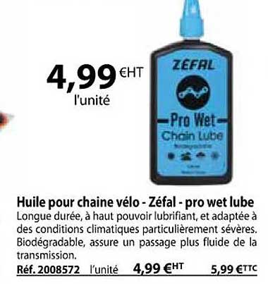 huile pour chaine vélo - zéfal - pro wet lube