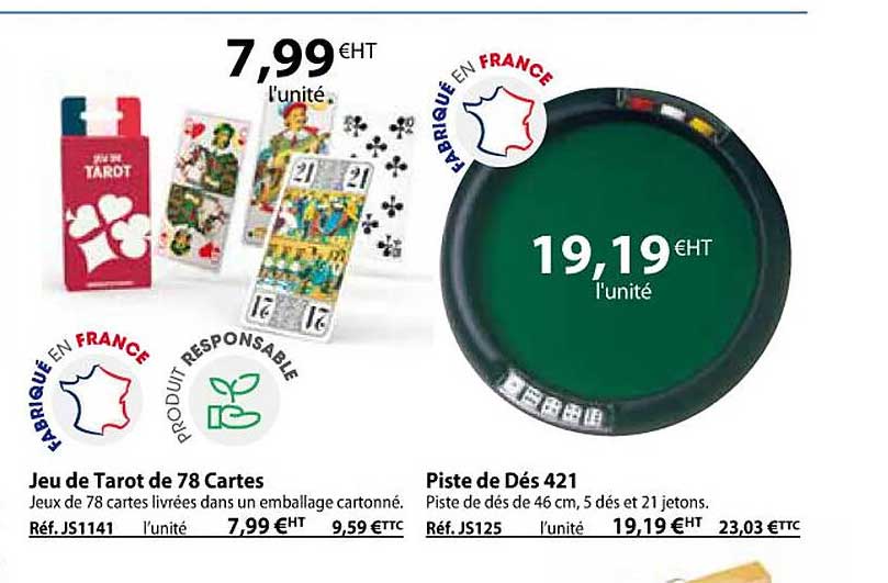 jeu de tarot de 78 cartes, piste de dés 421