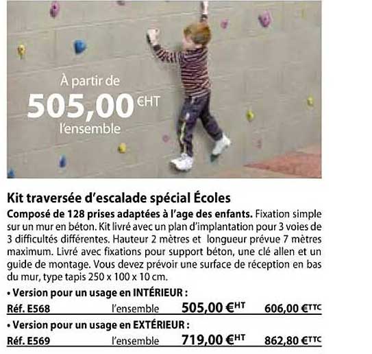 kit traversée d'escalade spécial écoles
