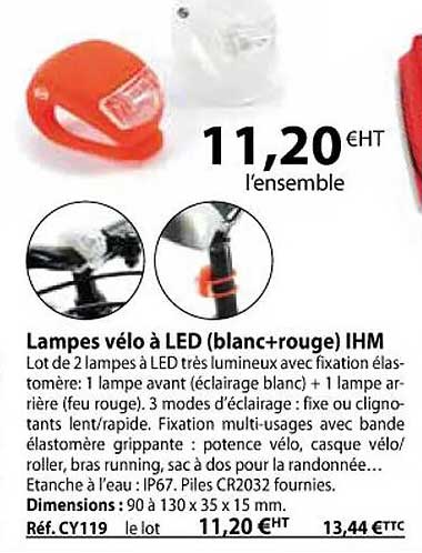 lampes vélo à led (blanc + rouge) ihm