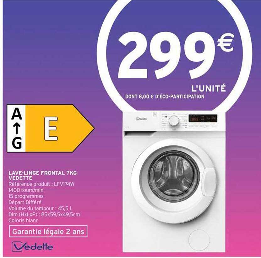 lave-linge frontal 7kg vedette