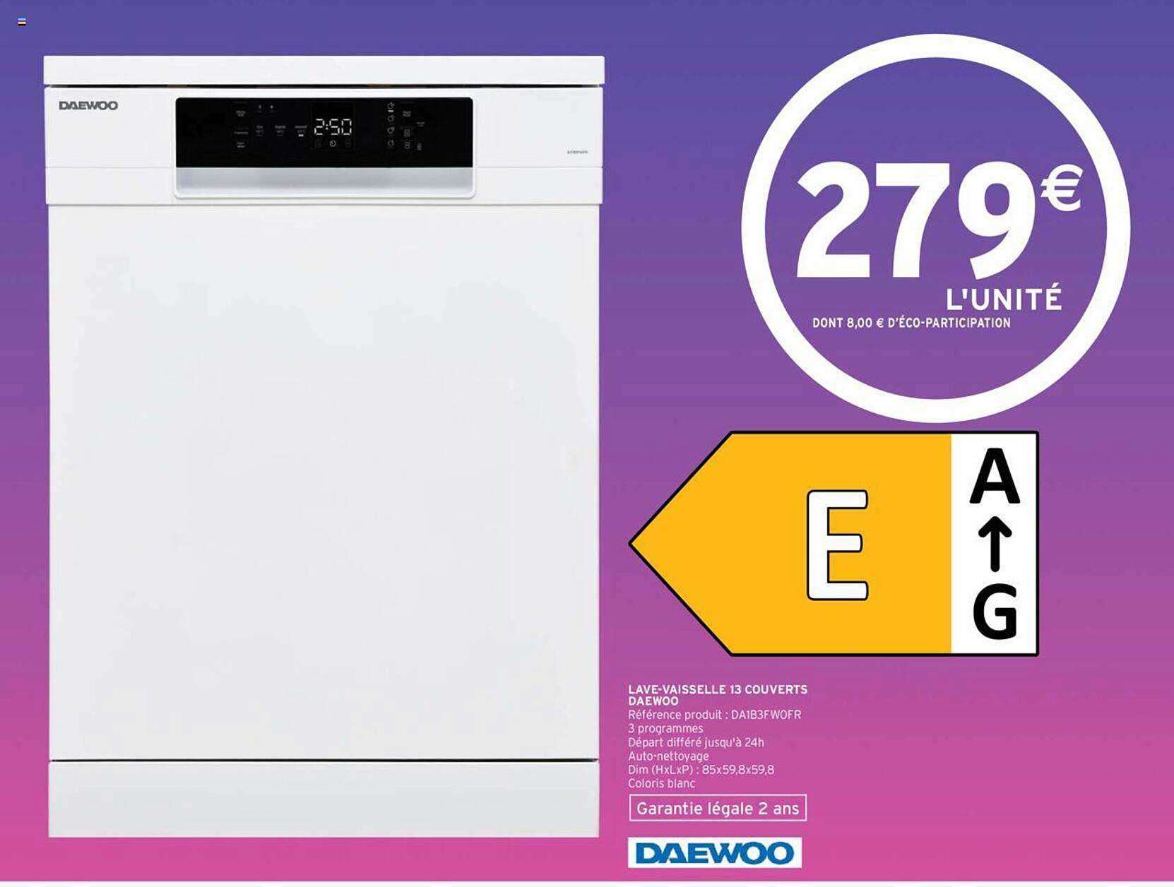 lave-vaisselle 13 couverts daewoo