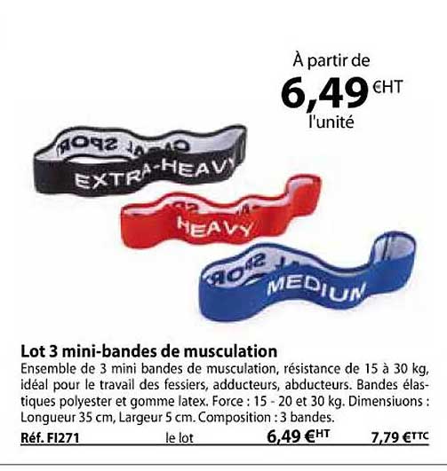 lot 3 mini-bandes de musculation