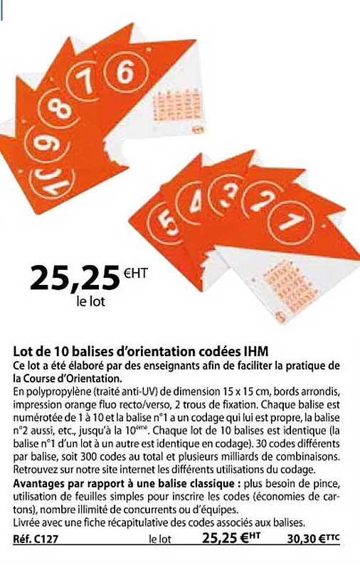 lot de 10 balises d'orientation codées ihm