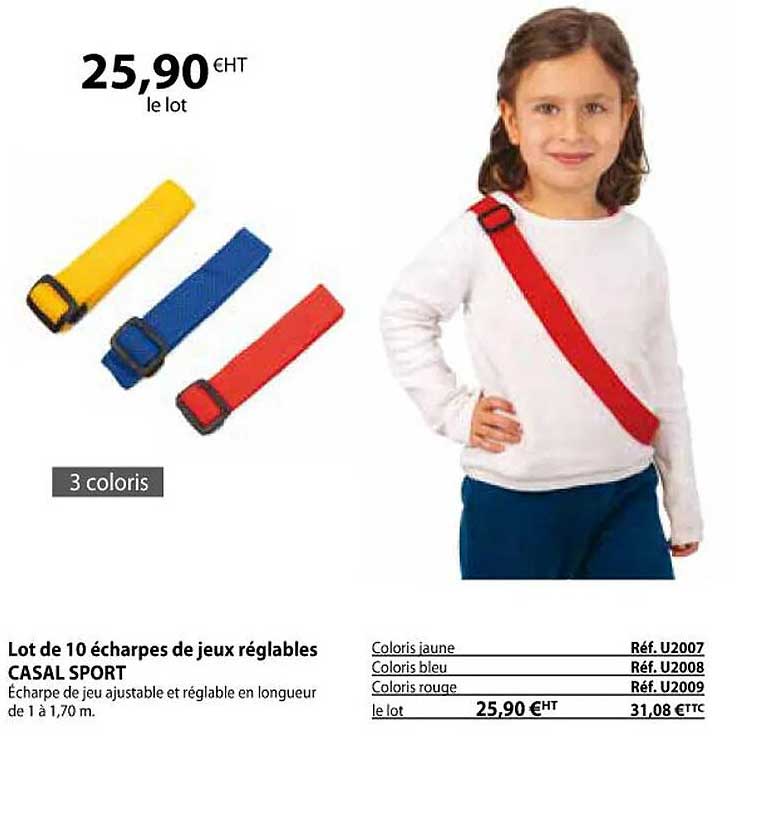 lot de 10 écharpes de jeux réglables casal sport