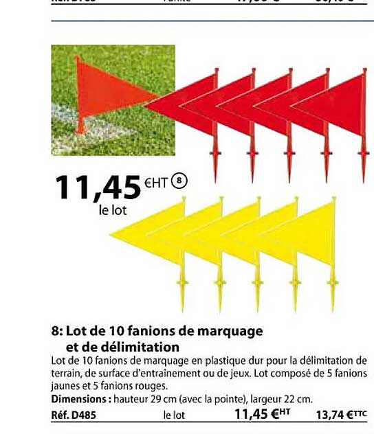 lot de 10 fanions de marquage et de délimitation