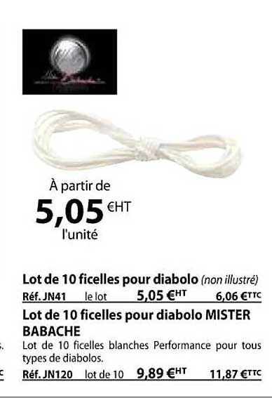 lot de 10 ficelles pour diabolo, lot de 10 ficelles pour diabolo mister babache