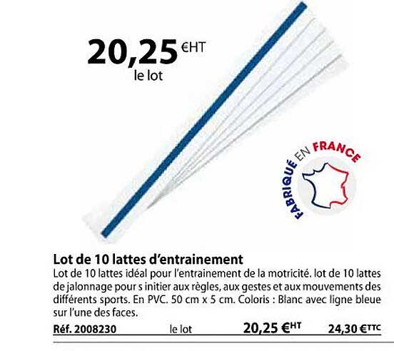lot de 10 lattes d'entraînement