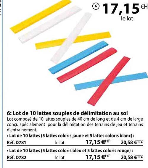 lot de 10 lattes souples de délimitation au sol