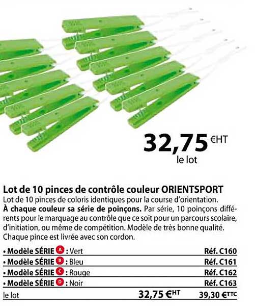 lot de 10 pinces de contrôle couleur orientsport