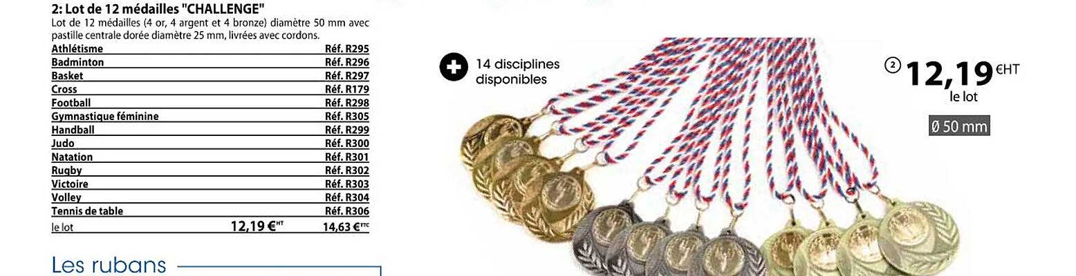 lot de 12 médailles "challenge"