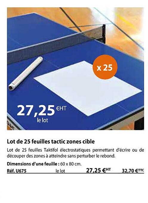 lot de 25 feuilles tactic zones cible