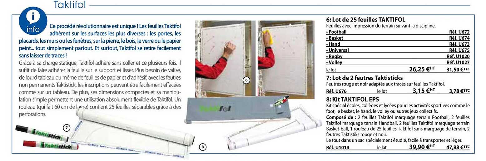 lot de 25 feuilles taktifol, lot de 2 feutres taktisticks, kit taktifol eps