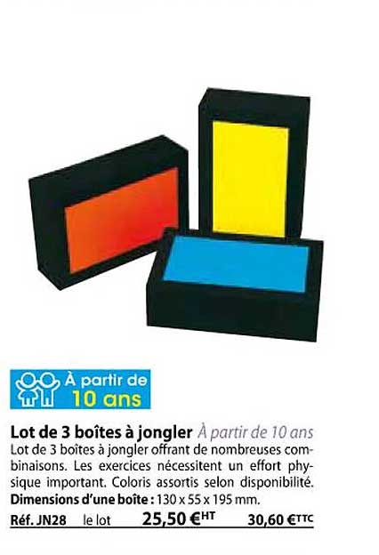 lot de 3 boîtes à jongler