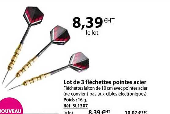 lot de 3 fléchettes pointes acier