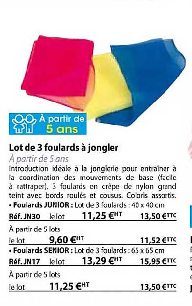 lot de 3 foulards à jongler