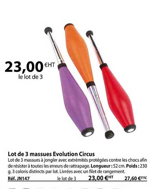 lot de 3 massues évolution circus