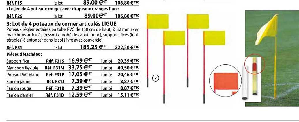 lot de 4 poteaux de corner articulés ligue