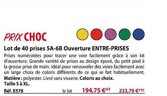 lot de 40 prises 5A-6B ouverture entre-prises